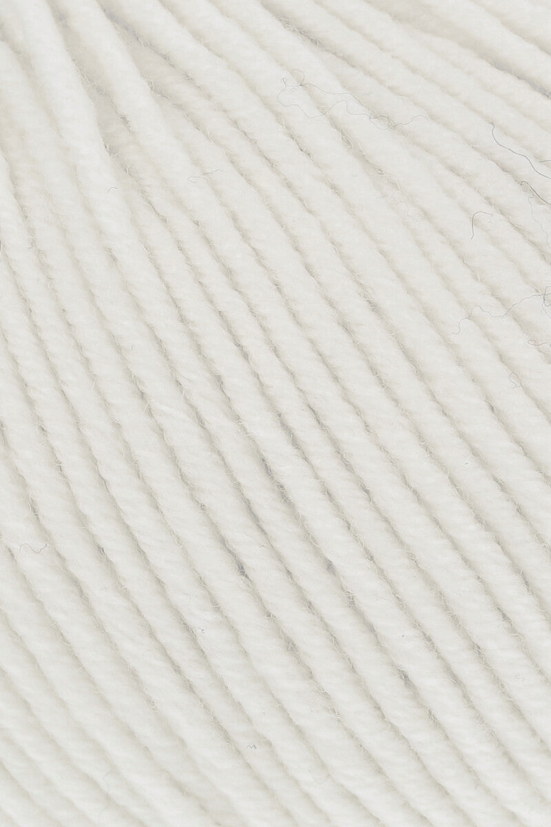 Lang Yarns Merino 120 Yarn, 120m / 50g – White (0001), yarn texture