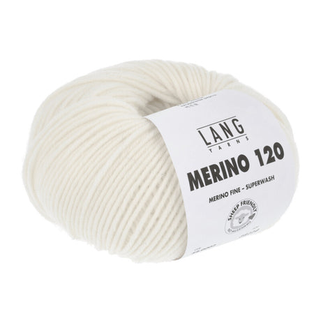 Lang Yarns Merino 120 Yarn, 120m / 50g – Offwhite (0002)