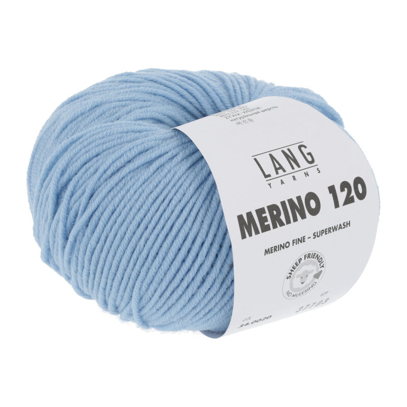 Lang Yarns Merino 120 Yarn, 120m / 50g – Light Blue (0020)