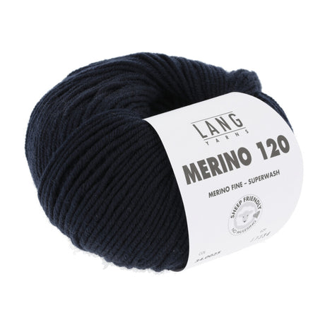 Lang Yarns Merino 120 Yarn, 120m / 50g – Night Blue (0025)