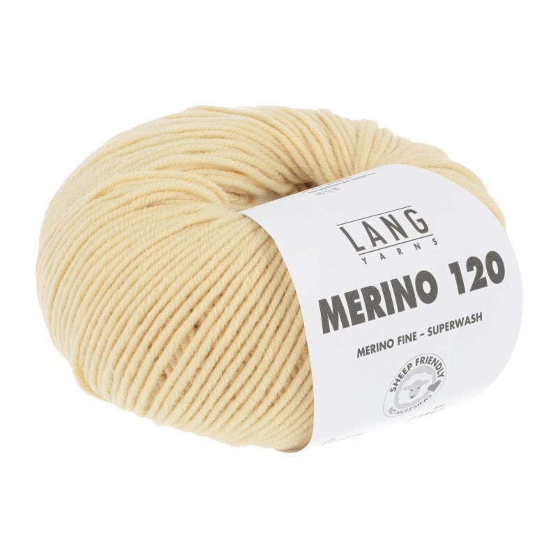 Lang Yarns Merino 120 Yarn, 120m / 50g – Light Yellow (0049)