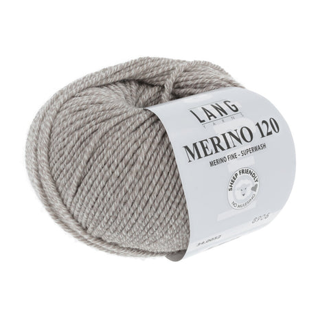 Lang Yarns Merino 120 Yarn, 120m / 50g – White/Beige Mouliné (0052)