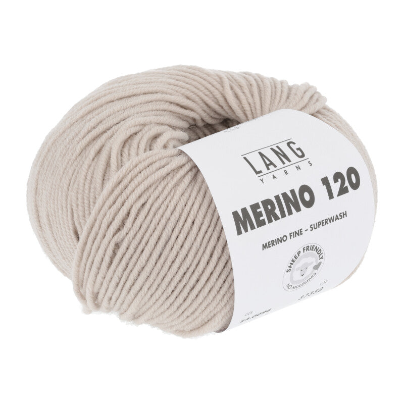 Lang Yarns Merino 120 Yarn, 120m / 50g – Light Beige (0096)