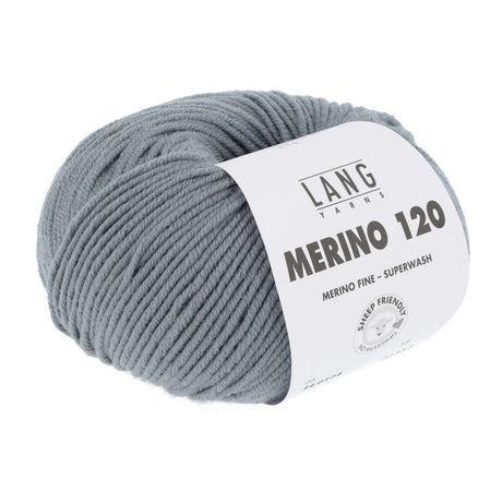 Lang Yarns Merino 120 Yarn, 120m / 50g – Mouse Grey (0124)