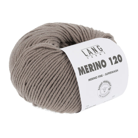 Lang Yarns Merino 120 Yarn, 120m / 50g – Grey Brown (0126)