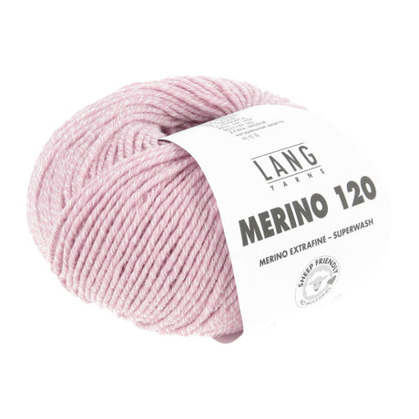 Lang Yarns Merino 120 Yarn, 120m / 50g – Flamingo/White Mouliné (0151)