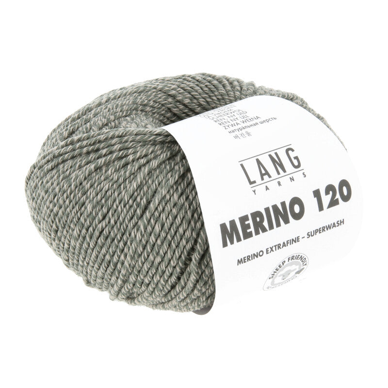 Lang Yarns Merino 120 Yarn, 120m / 50g – Forest Green/Beige Mouliné (0155)
