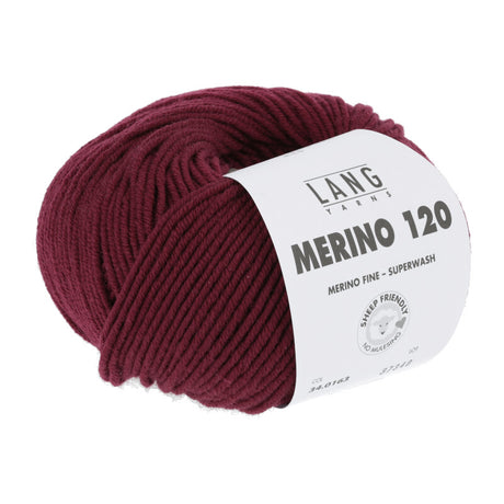 Lang Yarns Merino 120 Yarn, 120m / 50g – Dark Red (0163)