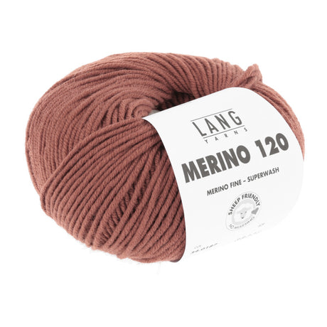 Lang Yarns Merino 120 Yarn, 120m / 50g – Dark Brick (0187)