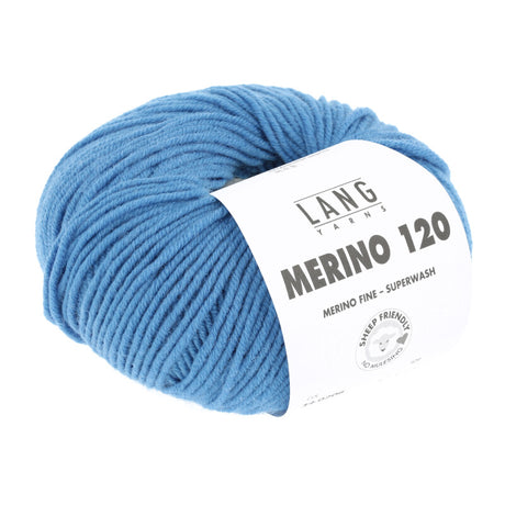 Lang Yarns Merino 120 Yarn, 120m / 50g – Middle Blue (0206)