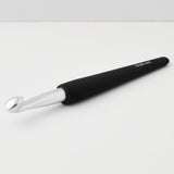 KnitPro Silver Aluminium Crochet Hook with Black Soft Handle