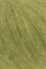 Lang Yarns Mohair Luxe Yarn, 175m / 25g – Light Olive (0098), yarn texture