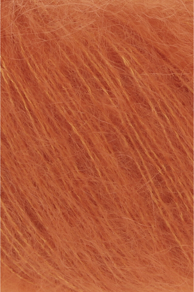 Lang Yarns Mohair Luxe Yarn, 175m / 25g – Pumpkin (0159), yarn texture