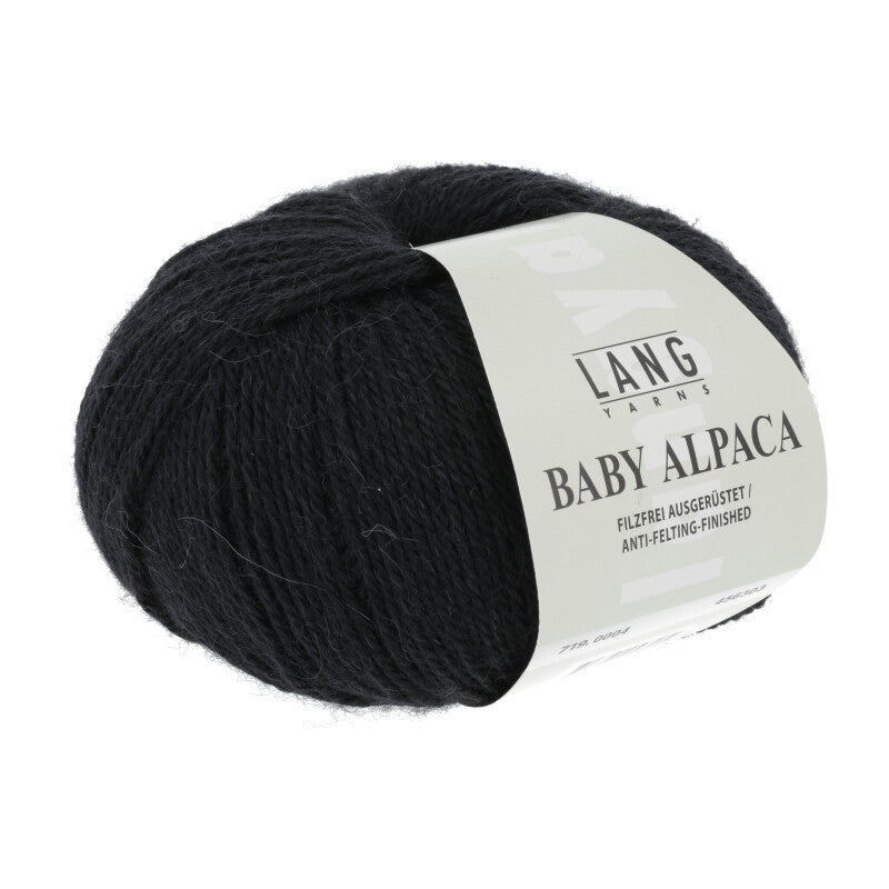 Lang Yarns Baby Alpaca Yarn, 170m / 50g – Black (0004)