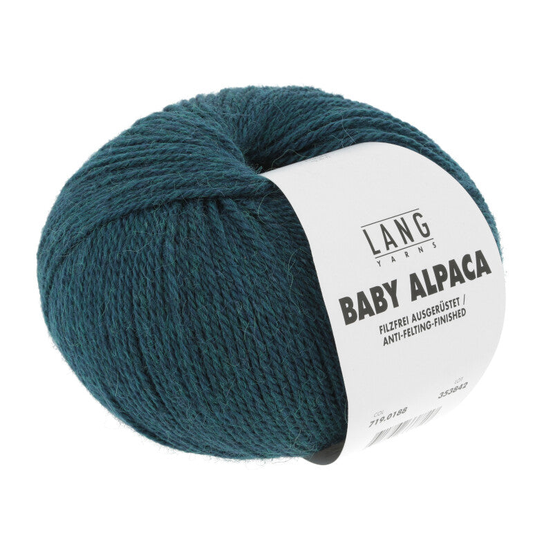 Lang Yarns Baby Alpaca Yarn, 170m / 50g – Dark Petrol Mélange (0188)
