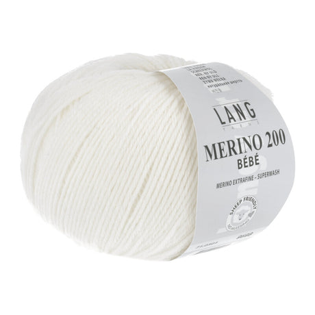 Lang Yarns Merino 200 Bébé Yarn, 203m / 50g – White (0301)