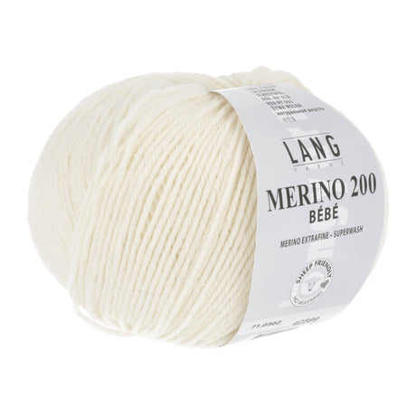 Lang Yarns Merino 200 Bébé Yarn, 203m / 50g – Egg White (0302)