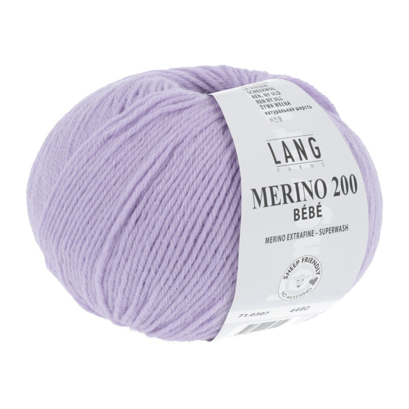 Lang Yarns Merino 200 Bébé Yarn, 203m / 50g – Lavender (0307)