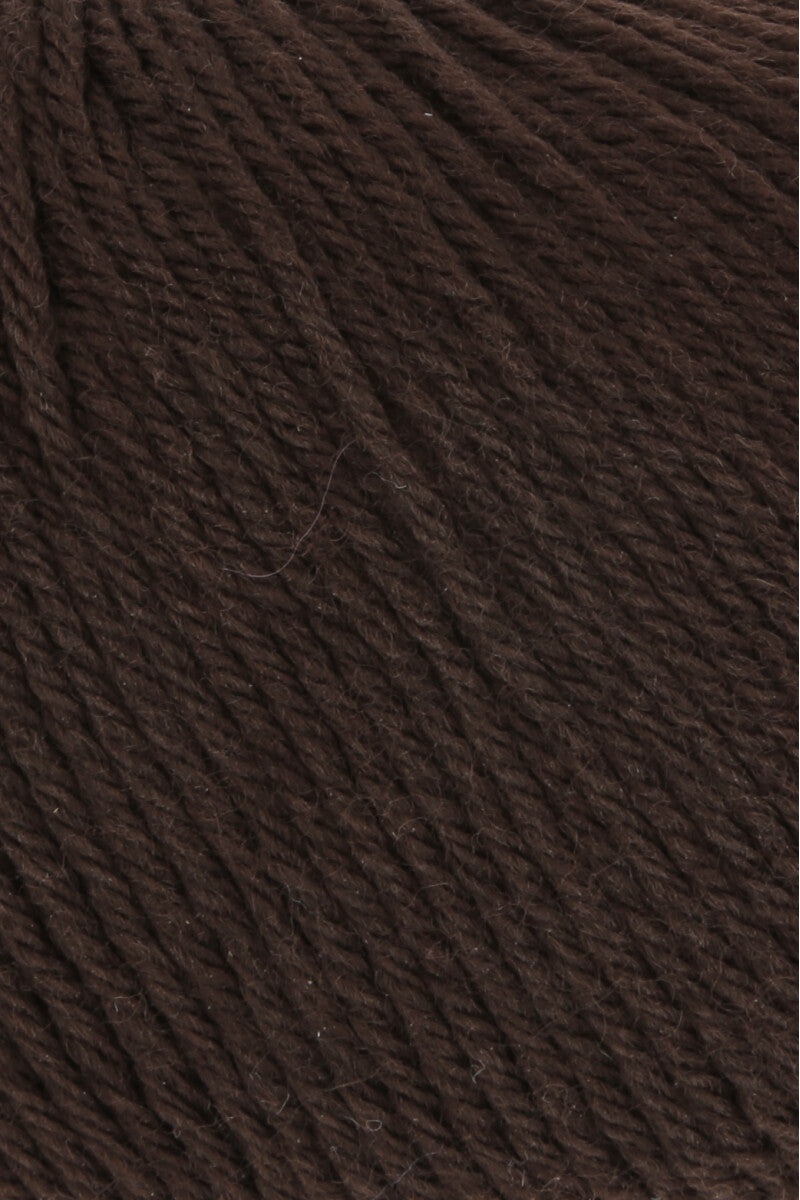 Lang Yarns Merino 200 Bébé Yarn, 203m / 50g – Dark Brown (0368), yarn texture