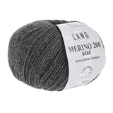 Lang Yarns Merino 200 Bébé Yarn, 203m / 50g – Dark Grey Mélange (0405)