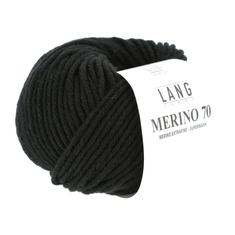 Lang Yarns Merino 70 – 50g / 70m – Black (0004)