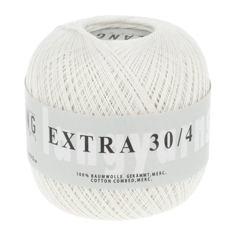 Lang Yarns Extra Ecru yarn, Egg White, colour 0004, ball photograph