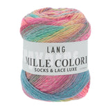 Lang Yarns Mille Colori Socks & Lace Luxe – 100g / 400m – Multicolour Light Blue/Red/Brown (0051)