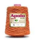 Apolo Eco 4/6 Cotton Cord Yarn – Ideal for Crochet Bags & Home Decor (600g) - Leo Hobby - A large cone spool of orange crochet yarn with a white and green Apolo Eco brand label, set against a clean white background.
