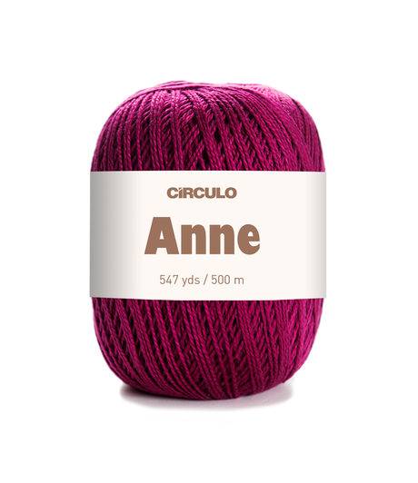 Circulo ANNE - 100% mercerized Cotton Yarn, 500m / 147g - Ball of pink yarn with a 'Circulo Anne' label on a white background