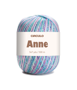 Circulo ANNE - 100% mercerized Cotton Yarn, 500m / 147g - Multicolored ball of yarn with 'Circulo Anne' label on a white background