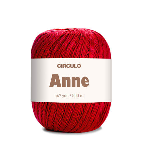 Red ball of yarn with a white label on a white background