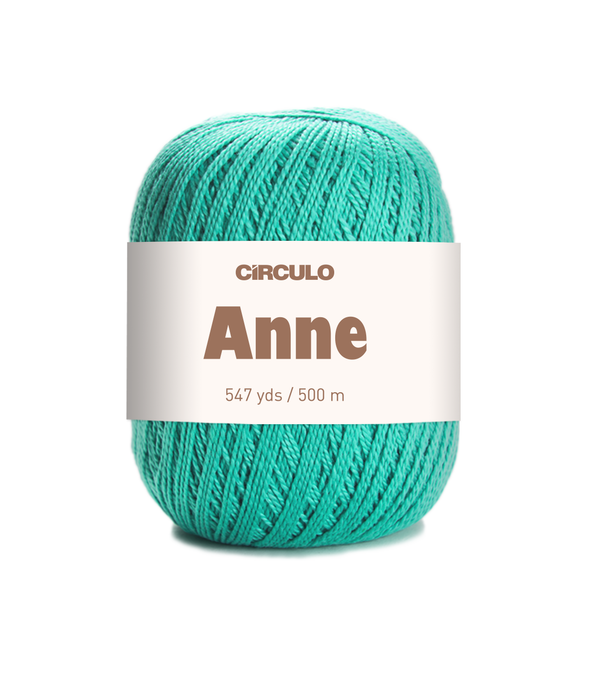 Circulo ANNE - 100% mercerized Cotton Yarn, 500m / 147g - Turquoise yarn ball with 'Circulo Anne' label on a white background