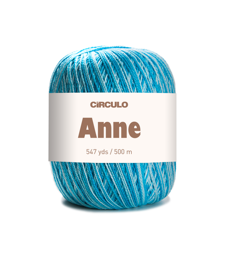 Circulo ANNE - 100% mercerized Cotton Yarn, 500m / 147g - Blue yarn ball with 'Circulo Anne' label on a white background