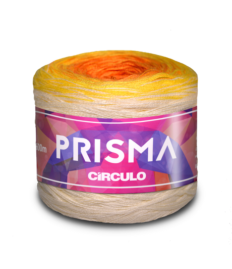 Circulo Prisma gradient cotton acrylic yarn cake, 600 m / 150 g, multicolor yarn with long color transitions for crochet and knitting projects.