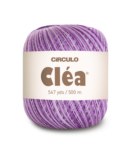 Circulo Clea 100% Cotton Yarn for Crochet and Knitting, 500m/75 gr - Leo Hobby - Purple yarn ball with 'Circulo Clea' label on a white background
