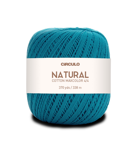Circulo Natural Cotton Maxcolor (Barroco) 4/4 100% Cotton Yarn for Crochet and Knitting, 338m/200g - Leo Hobby -  Blue ball of yarn with a white label on a white background