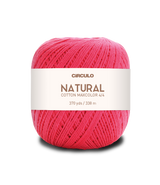 Circulo Natural Cotton Maxcolor (Barroco) 4/4 100% Cotton Yarn for Crochet and Knitting, 338m/200g - Leo Hobby -  Ball of pink yarn with a white label on a white background