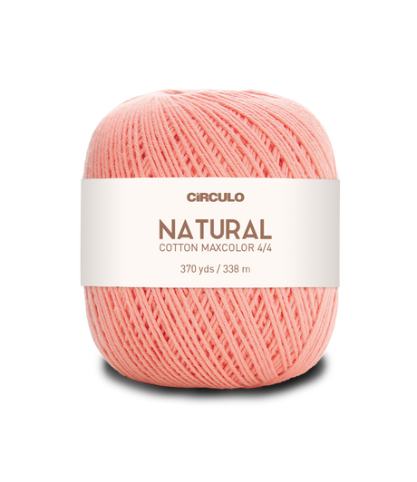 Circulo Natural Cotton Maxcolor (Barroco) 4/4 100% Cotton Yarn for Crochet and Knitting, 338m/200g - Leo Hobby -  Ball of pink yarn with a Circulo label on a white background