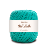 Circulo Natural Cotton Maxcolor (Barroco) 4/4 100% Cotton Yarn for Crochet and Knitting, 338m/200g - Leo Hobby -  Turquoise yarn ball with a white label on a white background