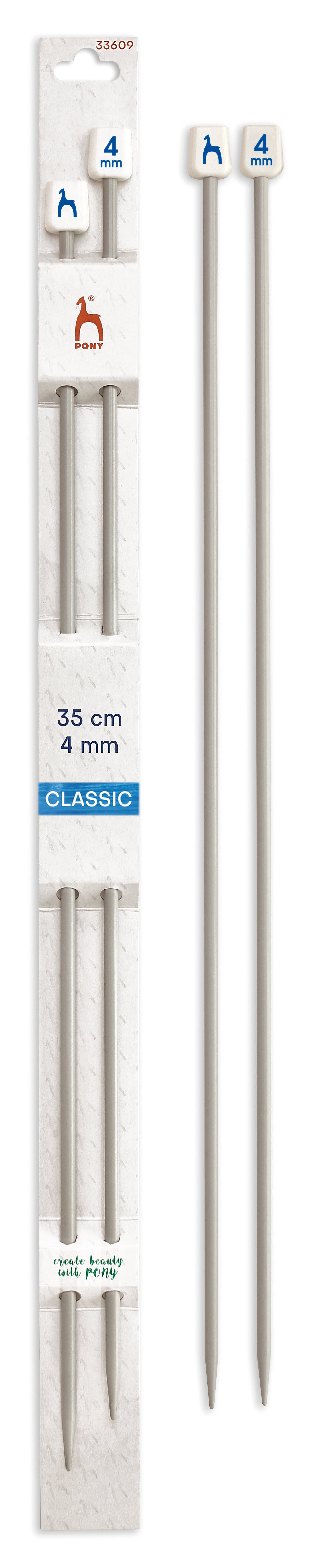 Pony Classic Aluminium Single Pointed Knitting Needles – 35, 40 & 60 cm, 35 cm, 4.00 mm