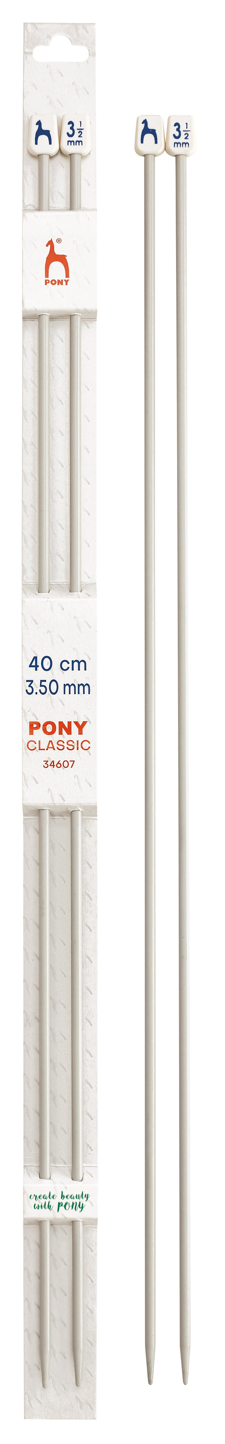 Pony Classic Aluminium Single Pointed Knitting Needles – 35, 40 & 60 cm, 40 cm, 3.50 mm