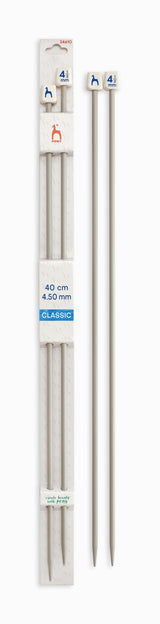 Pony Classic Aluminium Single Pointed Knitting Needles – 35, 40 & 60 cm, 40 cm, 4.50 mm