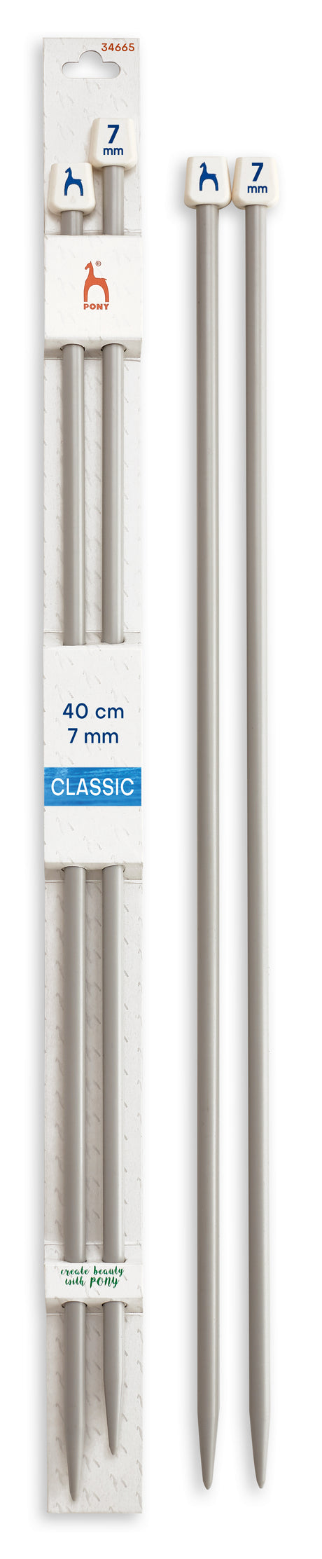 Pony Classic Plastic Single Pointed Knitting Needles – 40 cm, 7.00 mm