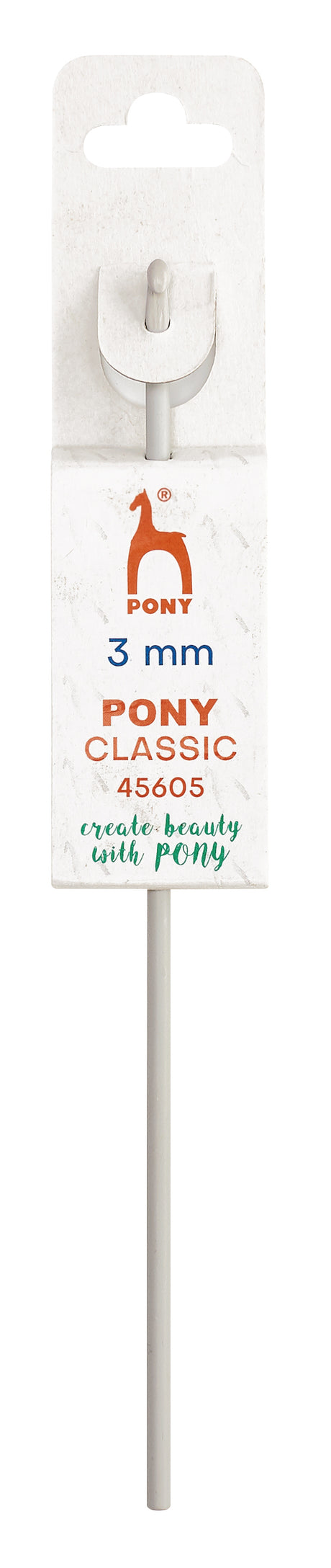 Pony Classic Aluminium Crochet Hooks – 15 cm - A pony classic 4560S 3mm wire cutter with a white plastic handle and a white cardboard backing card featuring the brand name 'Pony' and product details.