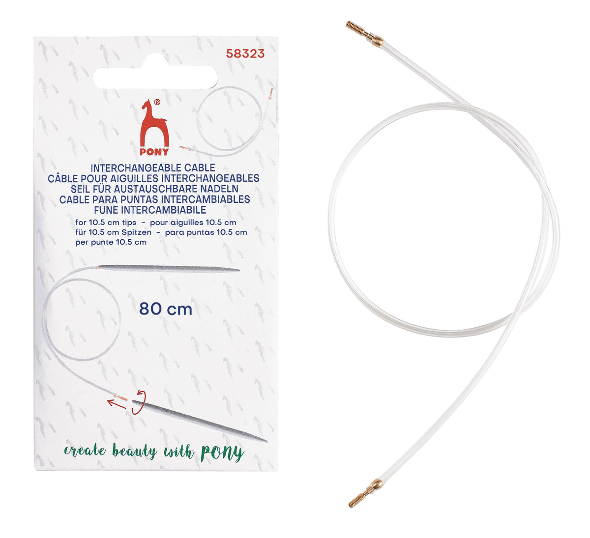 Pony Cables for Interchangeable Knitting Needles, 10.5 cm tips, 80 cm