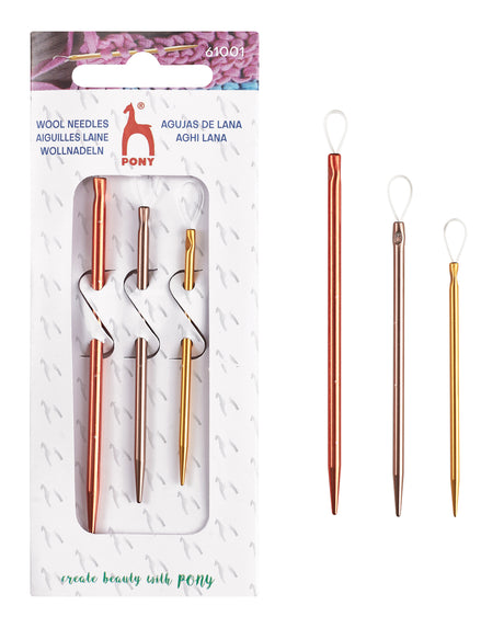 Pony Colour Anodised Aluminium Wool Needles – Assorted, Assorted