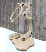 Nurge floor stand for embroidery, adjustable wooden frame.